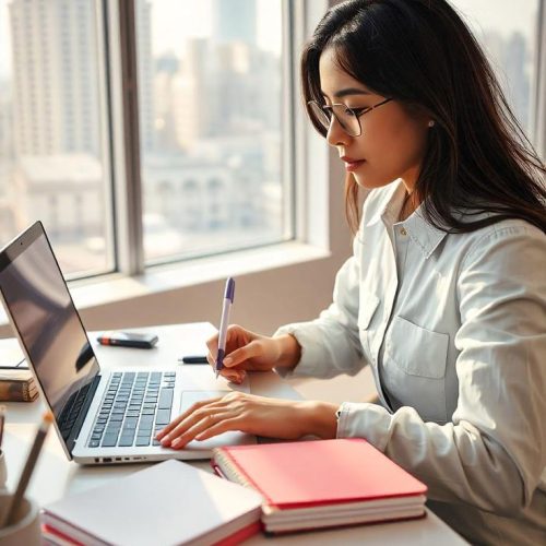Premium Photo _ young Women sitting at table with notebooks writing